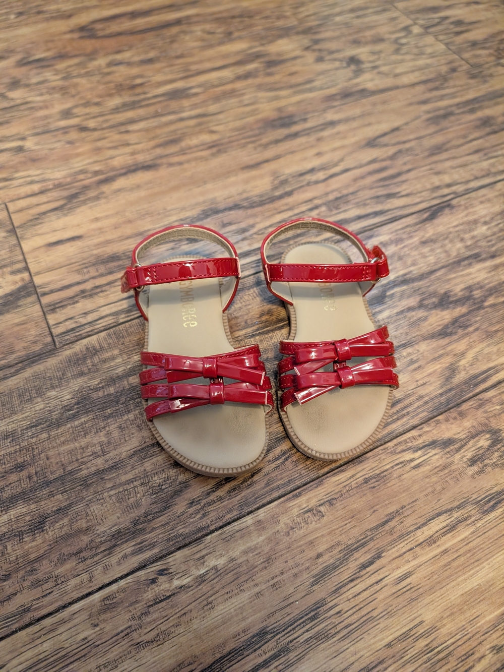 Gymboree Girls Red Patent Bow Sandals Shoes Size 6 Strappy Dressy